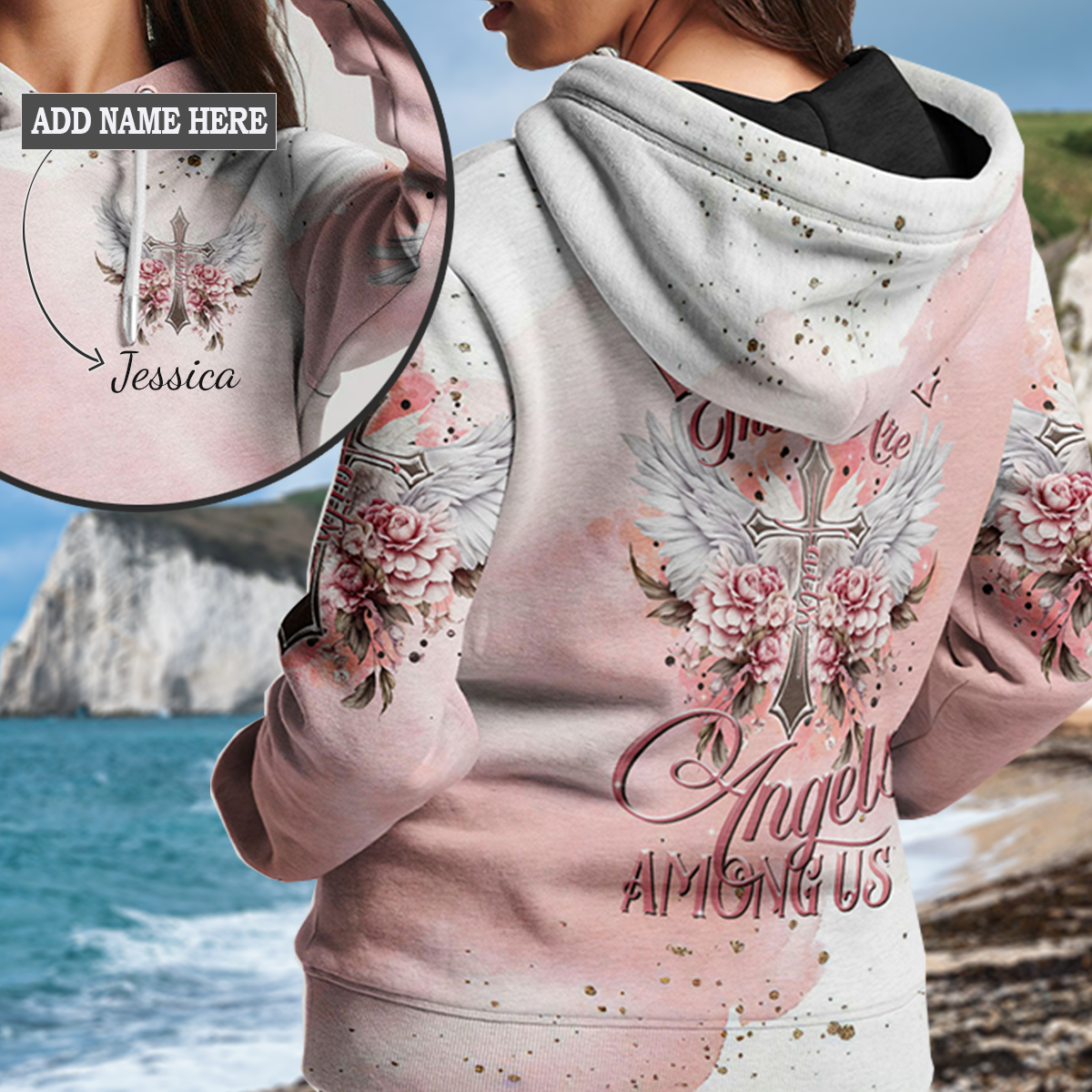 I Believe There Are Angels Among Us Floral Wings Hoodie