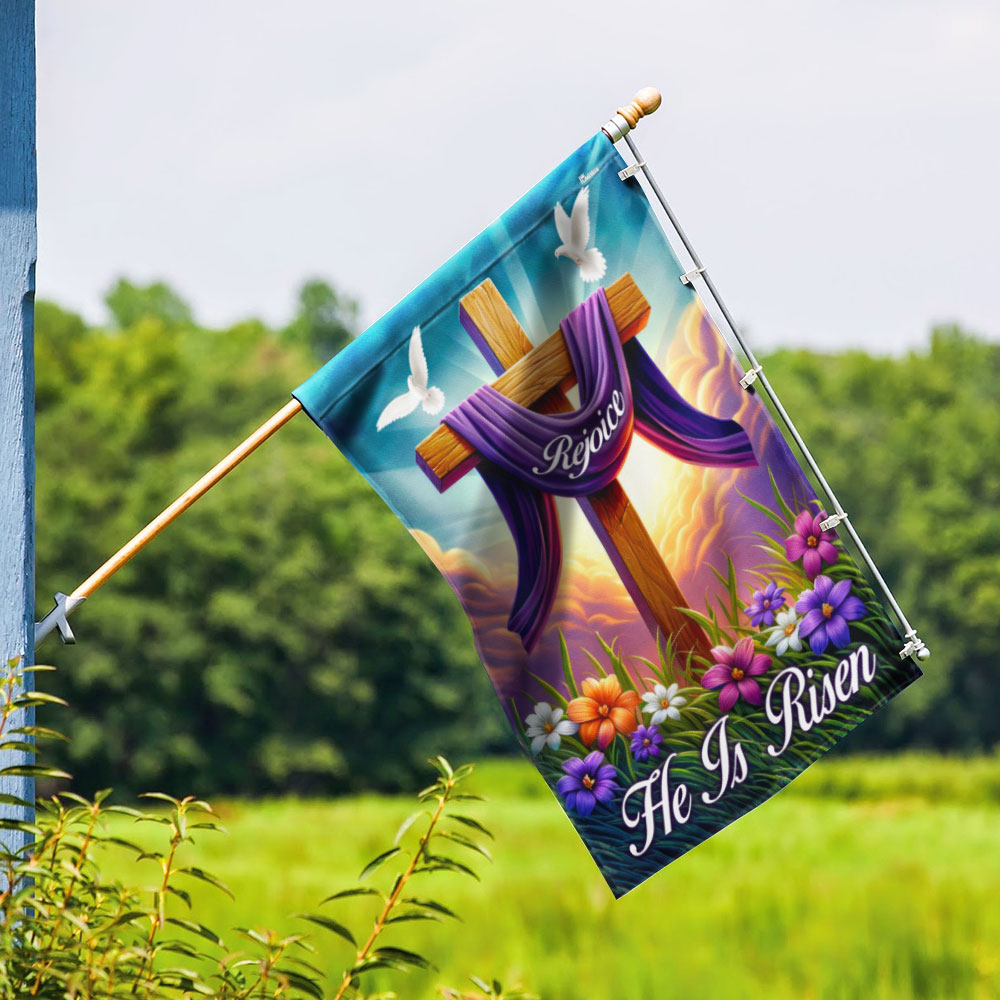 Easter Cross He Is Risen Resurrection of Jesus Christian Cross Flag