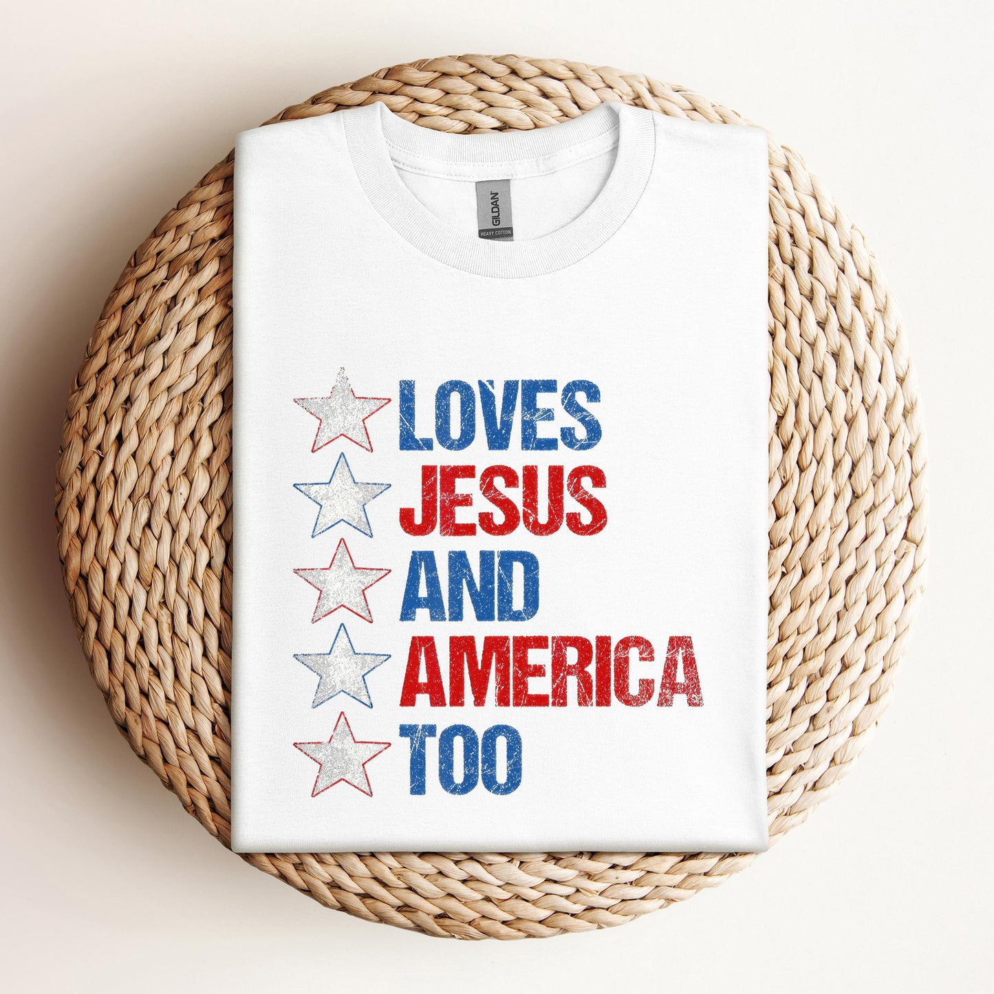 4th Of July Shirt Retro Loves Jesus and America Too Banner 1