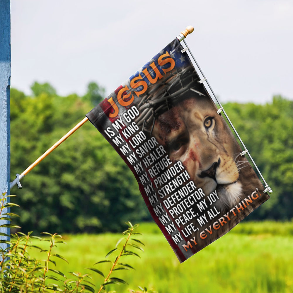 Jesus Is My God, My Everything, Lion Christian Cross Jesus Flag