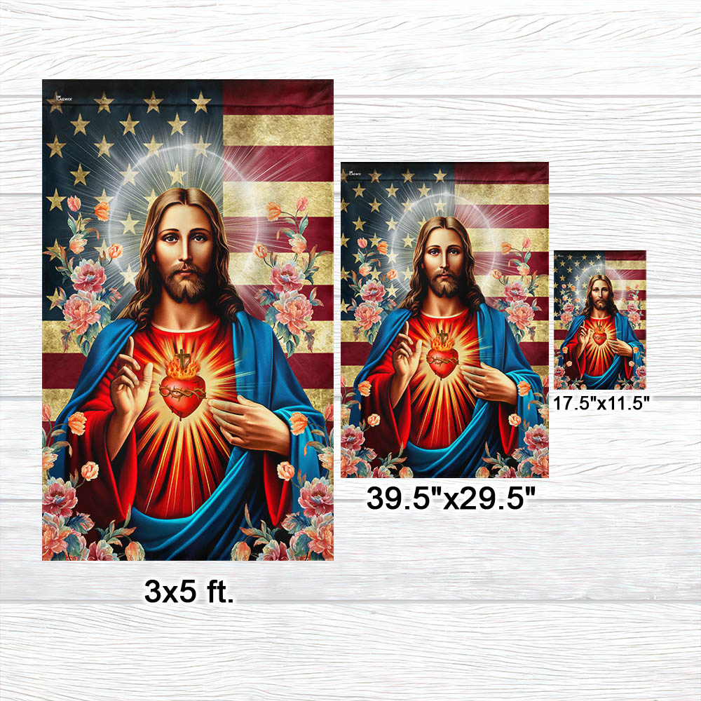Flagwix American Flag - The Sacred Heart Of Jesus American Flag