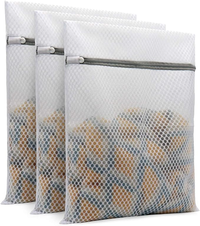 3Pcs Mesh Laundry Bags for Delicates - Embroidered "Jesus" Design (12 x 16 Inches, Medium Size)