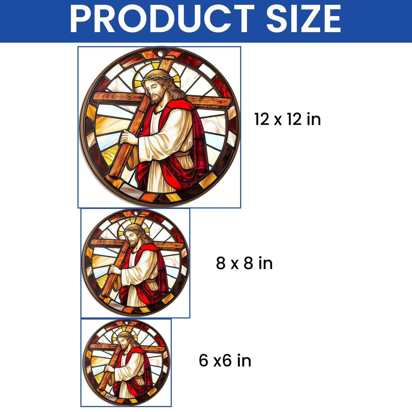 Jesus Holding A Cross 2 Layered Hanging Suncatcher