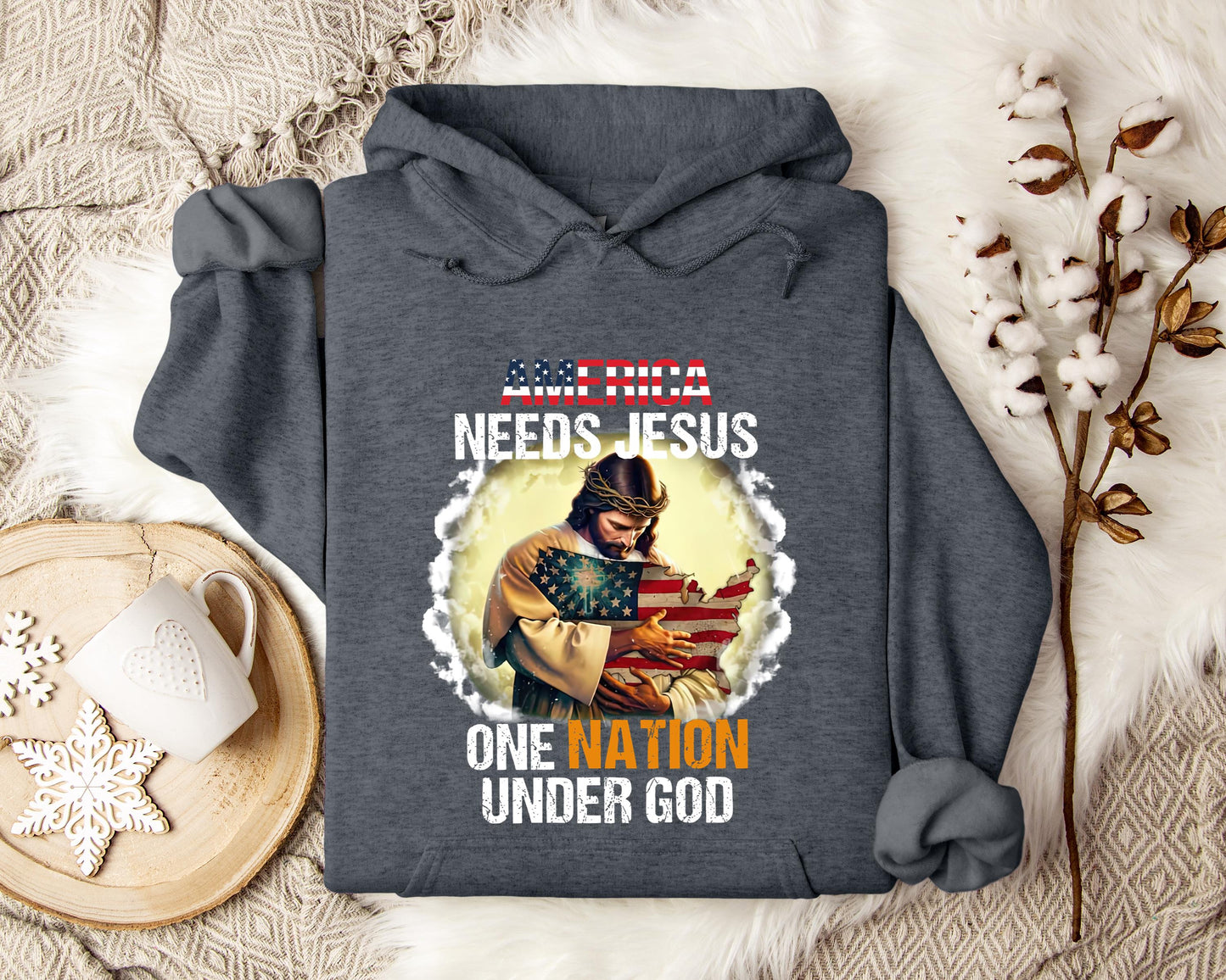 America Needs Jesus One Nation Under God Hoodie