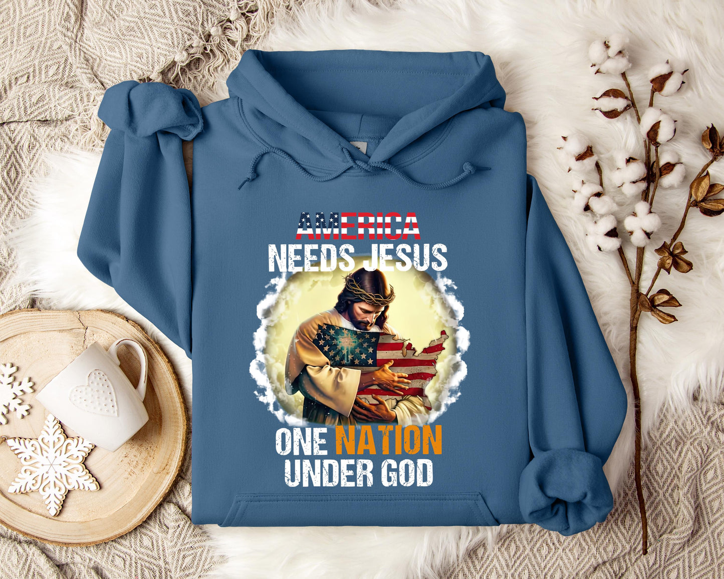 America Needs Jesus One Nation Under God Hoodie