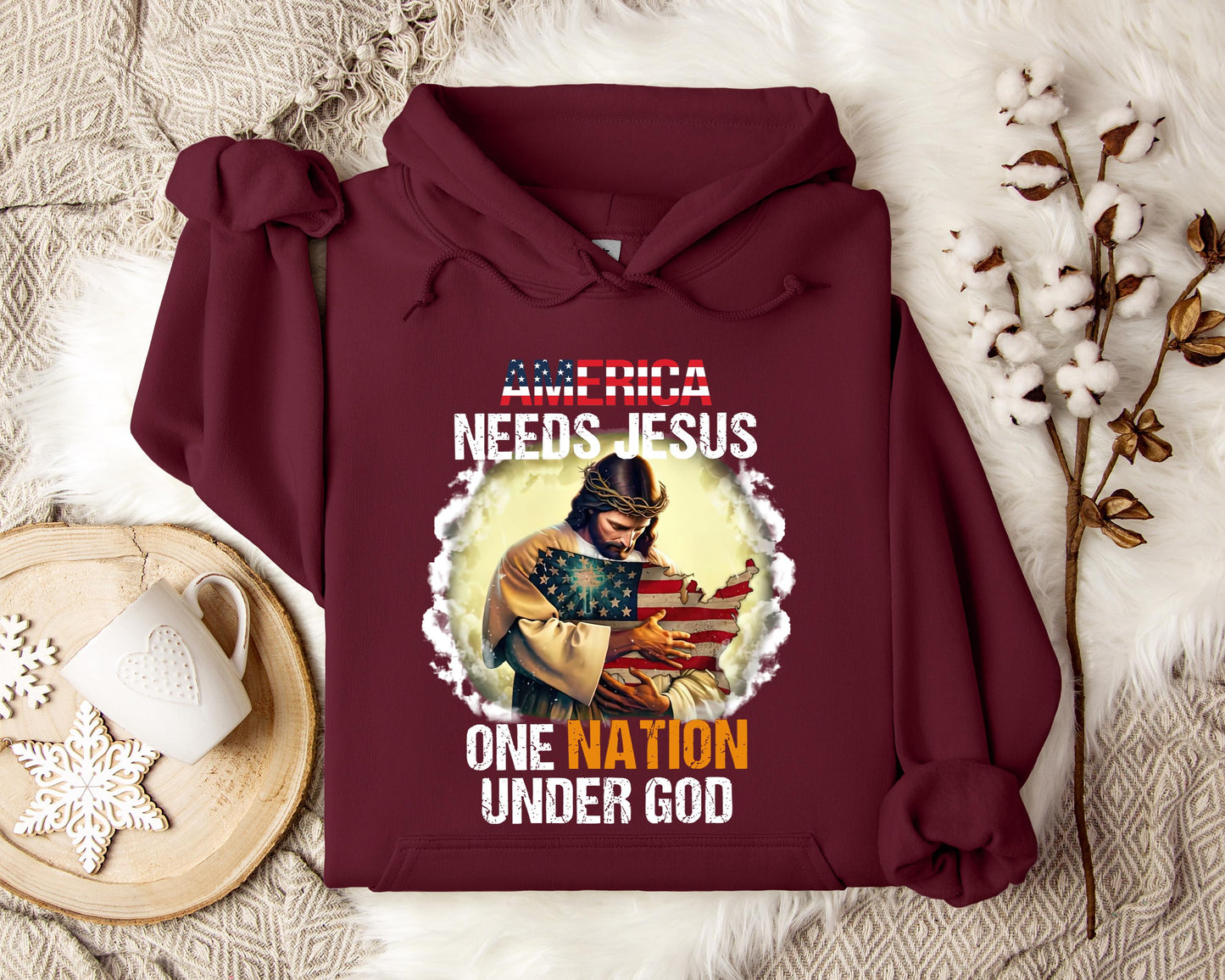 America Needs Jesus One Nation Under God Hoodie