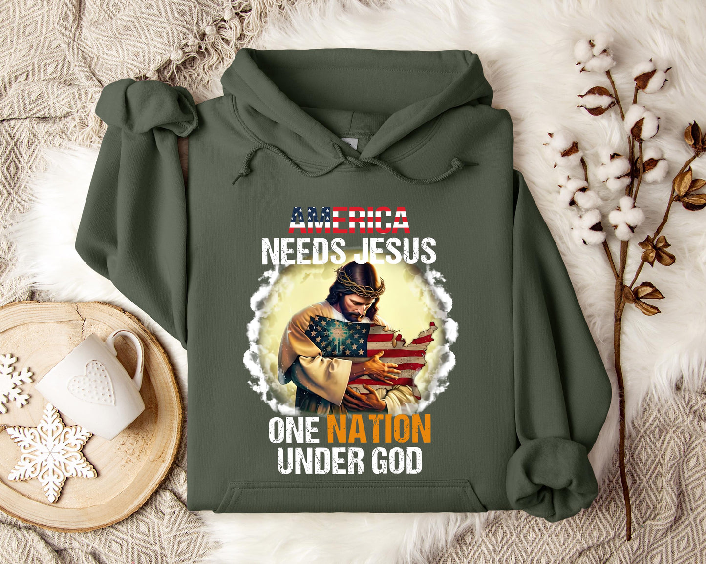America Needs Jesus One Nation Under God Hoodie