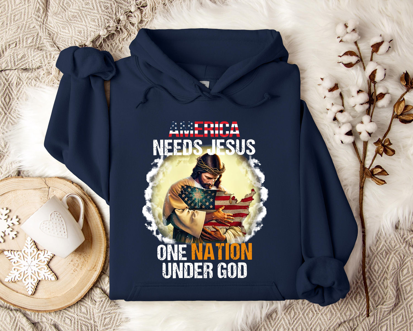 America Needs Jesus One Nation Under God Hoodie
