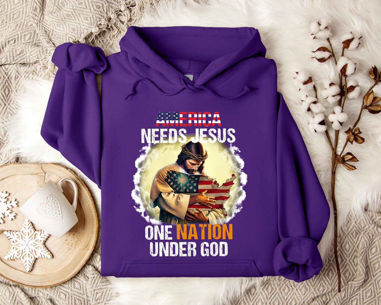 America Needs Jesus One Nation Under God Hoodie