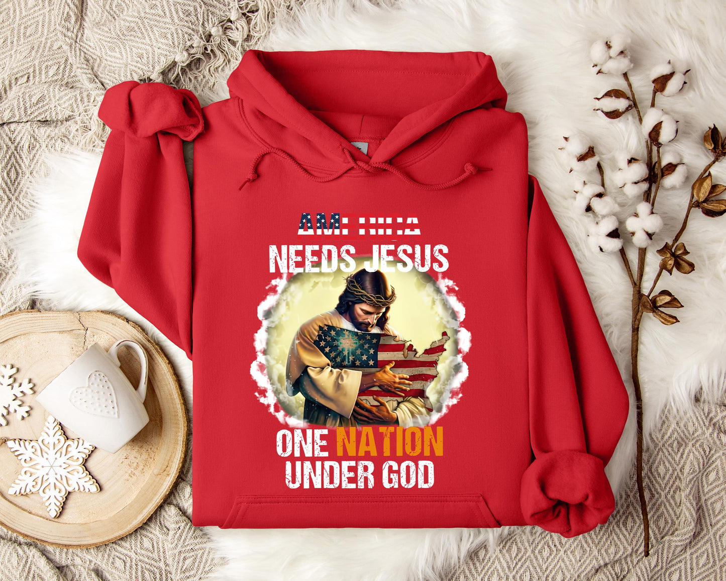 America Needs Jesus One Nation Under God Hoodie