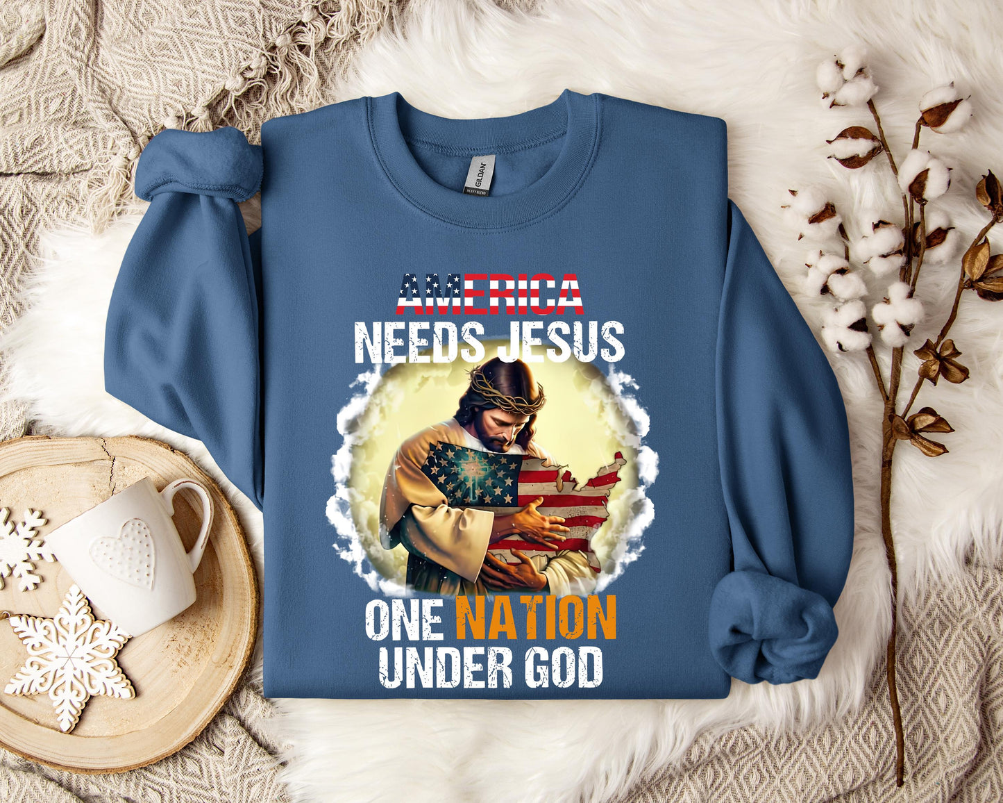 America Needs Jesus One Nation Under God Sweatshirt