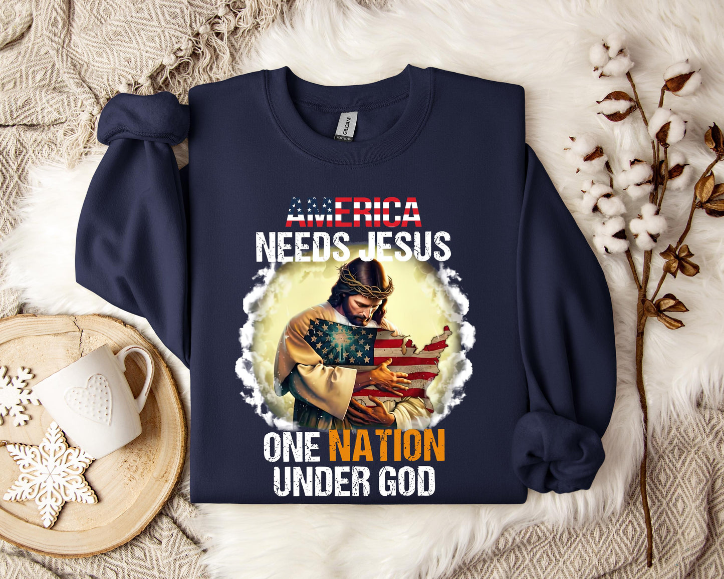 America Needs Jesus One Nation Under God Sweatshirt