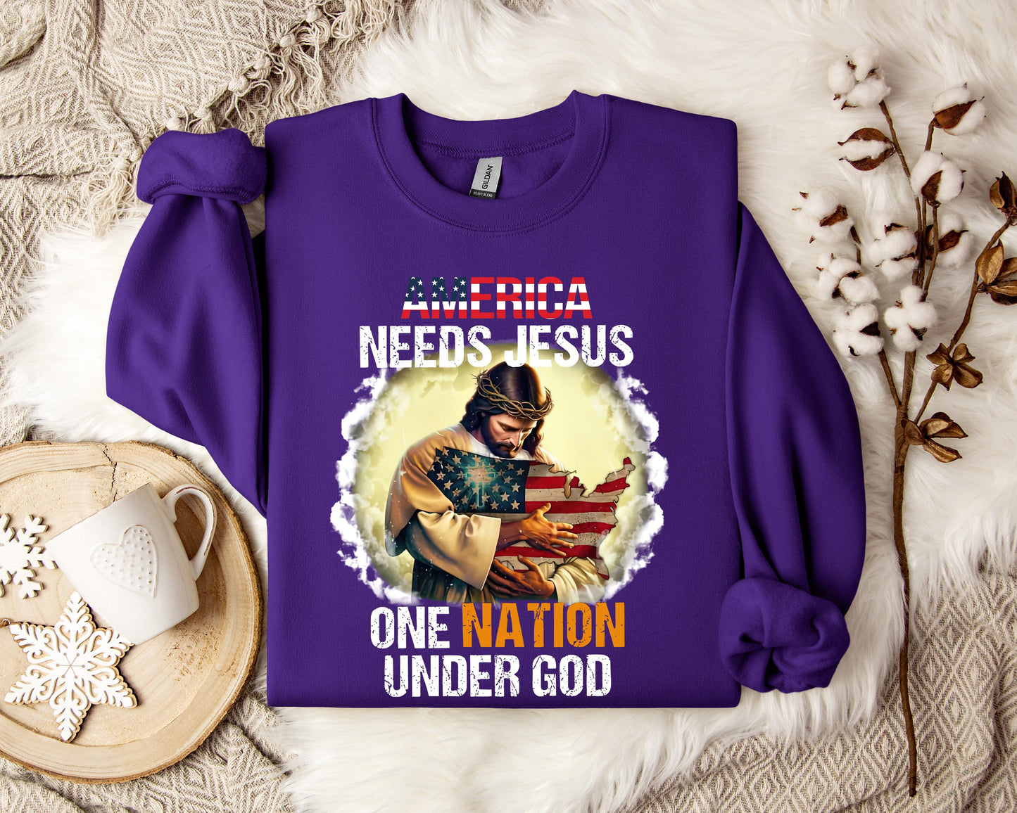 America Needs Jesus One Nation Under God Sweatshirt