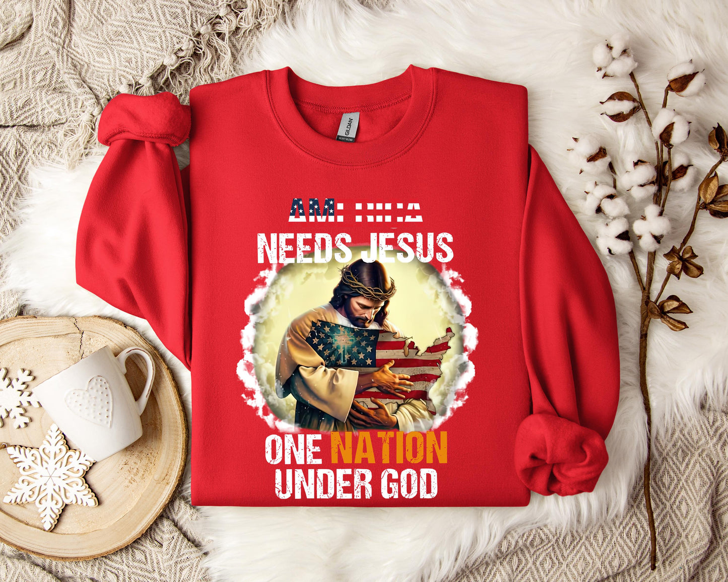 America Needs Jesus One Nation Under God Sweatshirt
