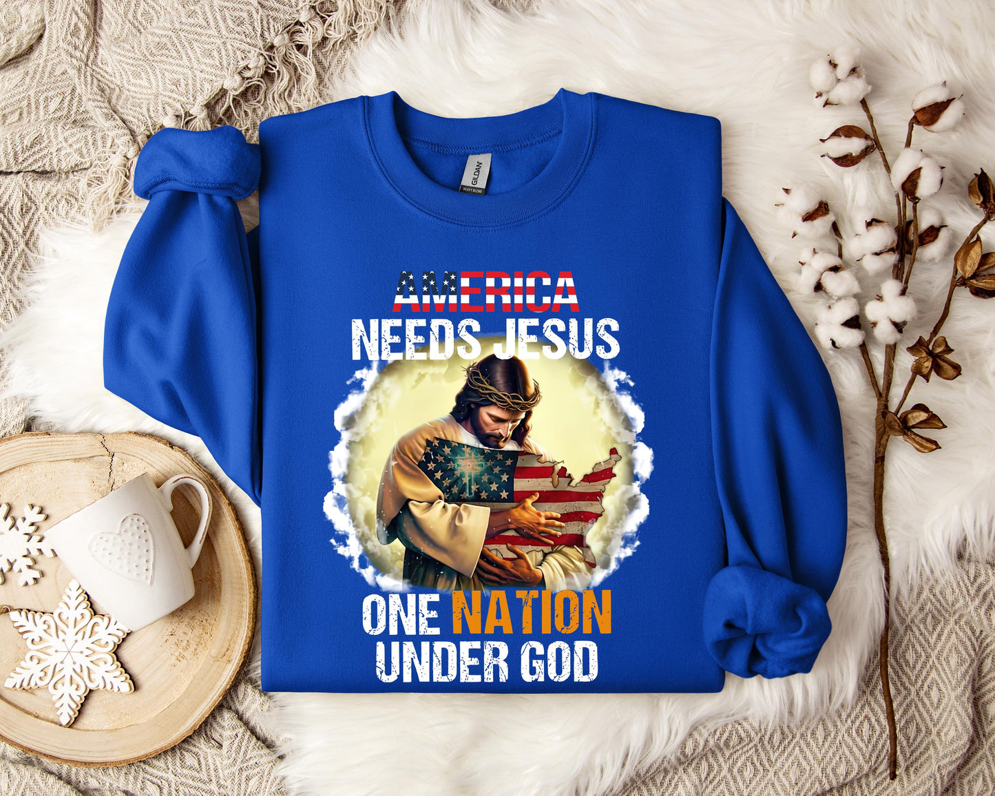 America Needs Jesus One Nation Under God Sweatshirt