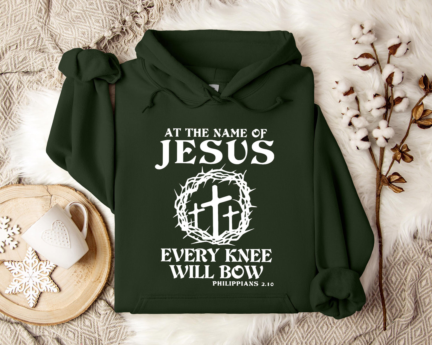 At The Name Of Jesus Every Knee Will Bow Philippians 2.10 Hoodie