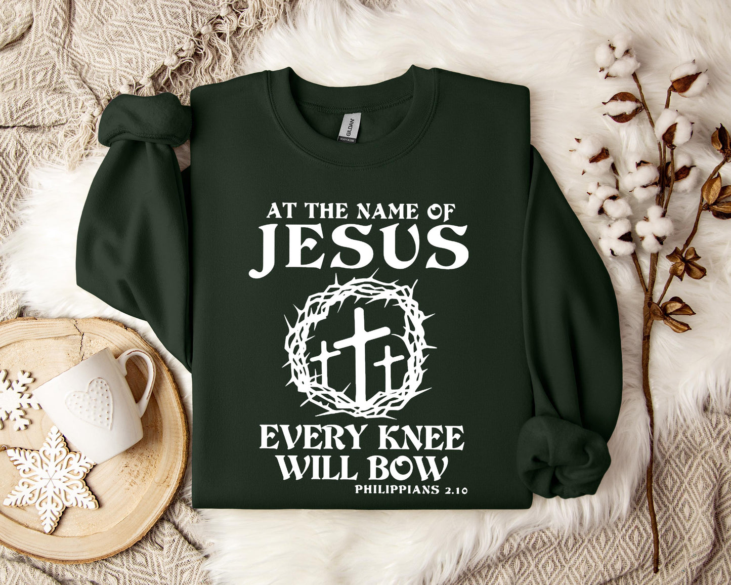 At The Name Of Jesus Every Knee Will Bow Philippians 2.10 Sweatshirt