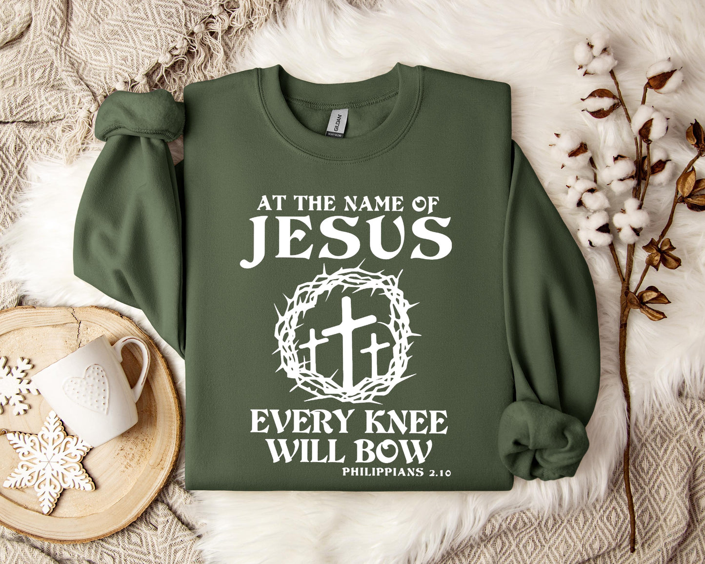 At The Name Of Jesus Every Knee Will Bow Philippians 2.10 Sweatshirt