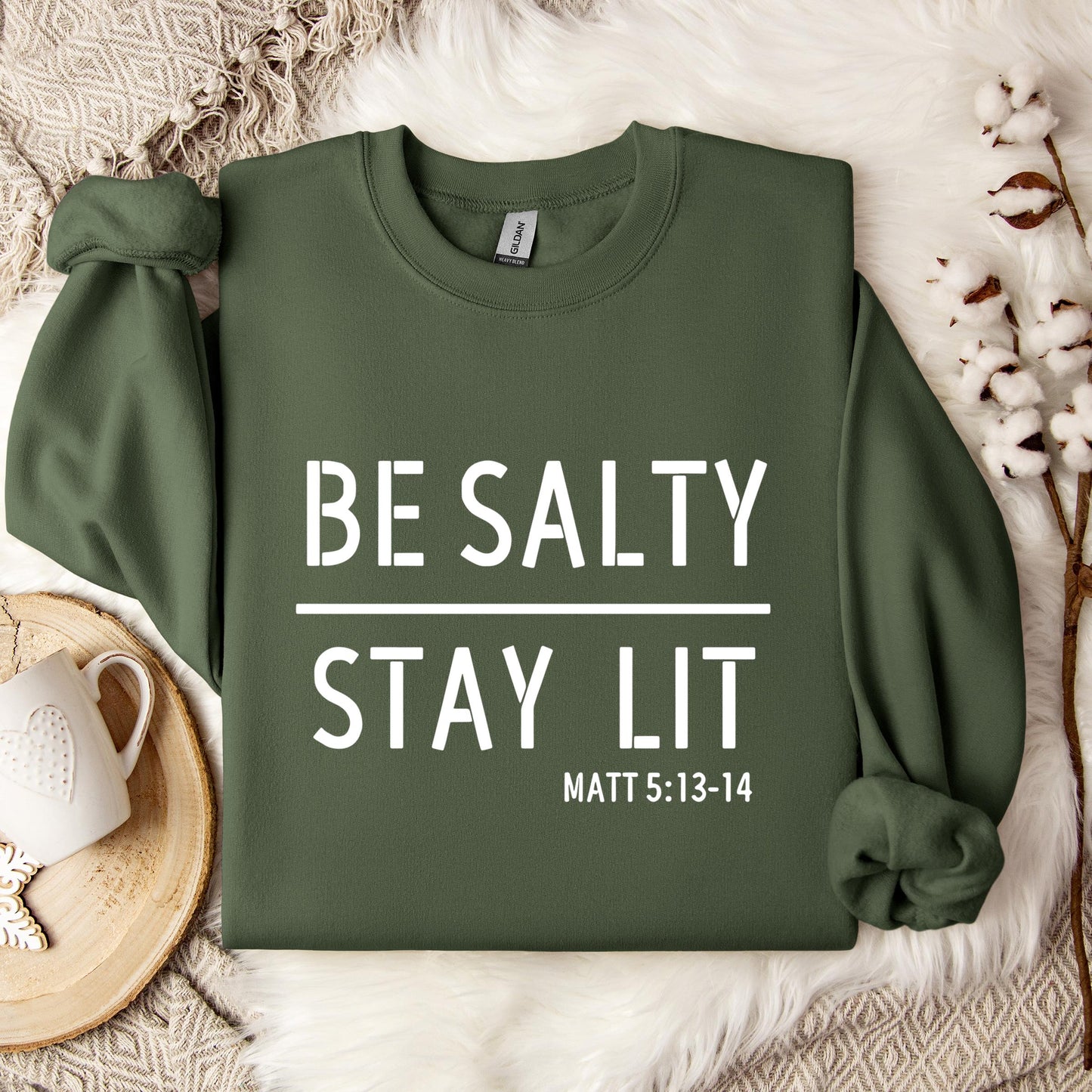 Be Salty Stay Lit Matt 5.13-14 Sweatshirt