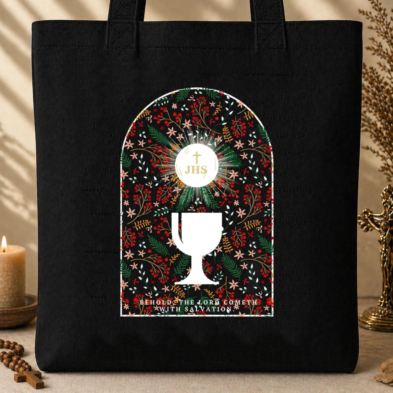Behold The Lord Cometh With Salvation Christmas Tote Bag