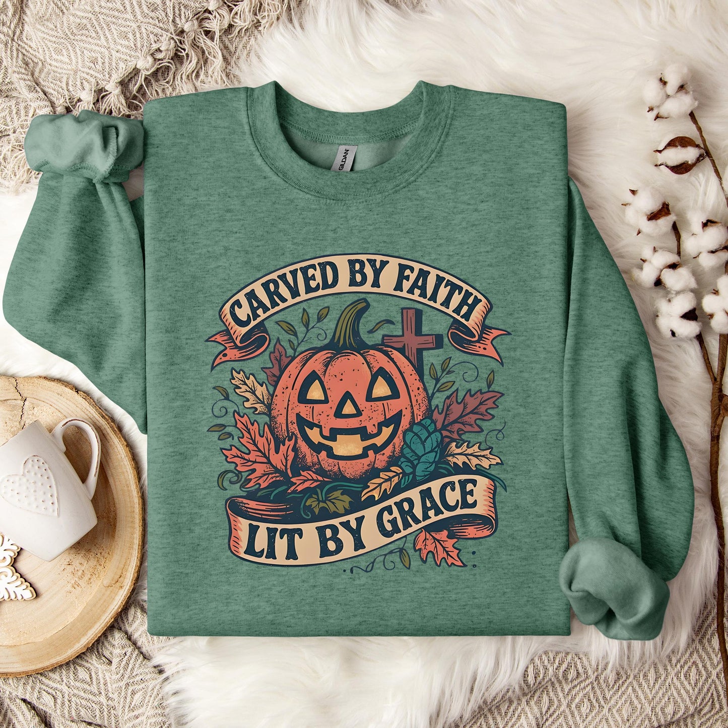 Carved By Faith Lit By Grace Sweatshirt