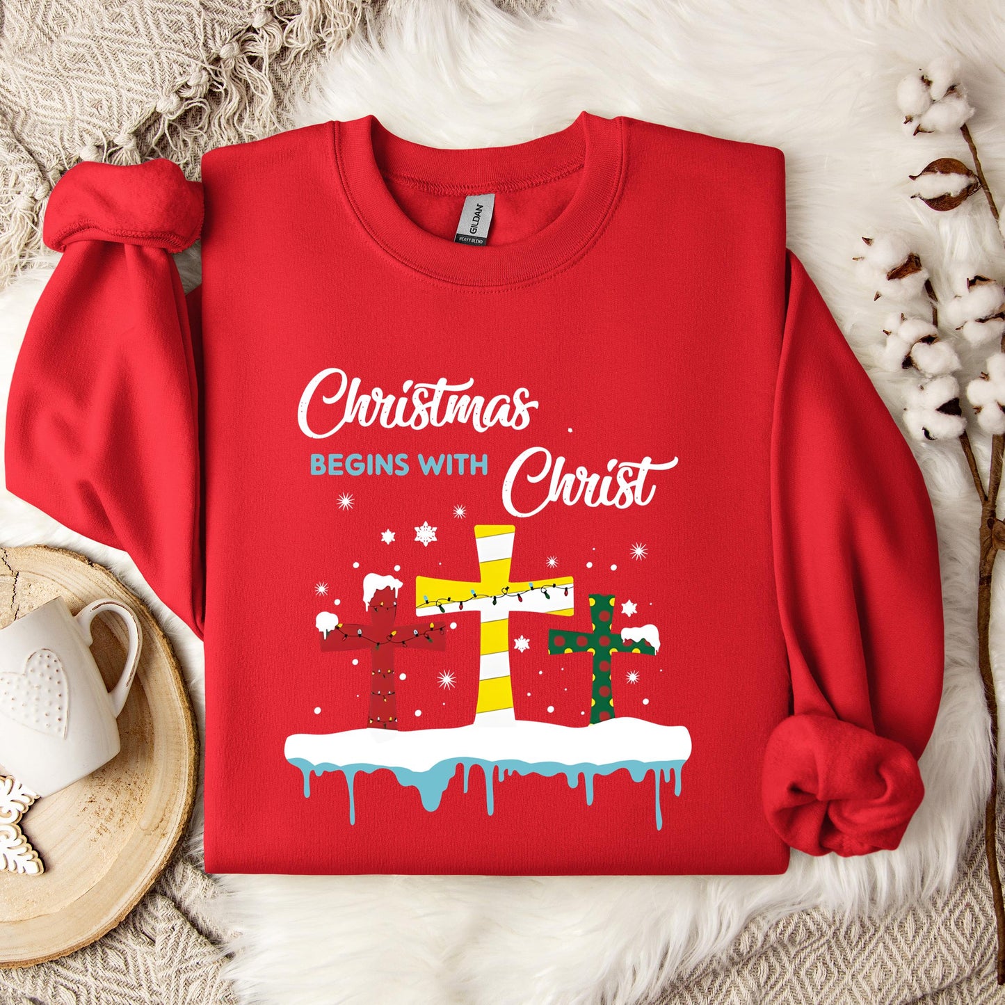 Christmas Begins With Christ Sweatshirt