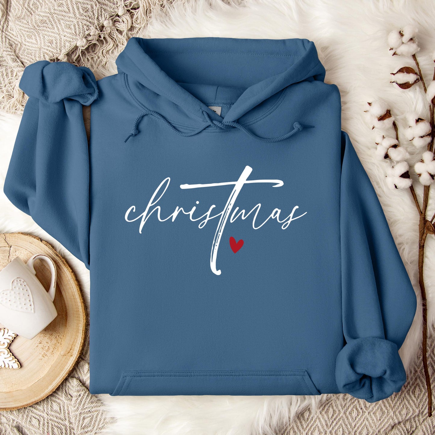 Christmas Cross Heart Hoodie