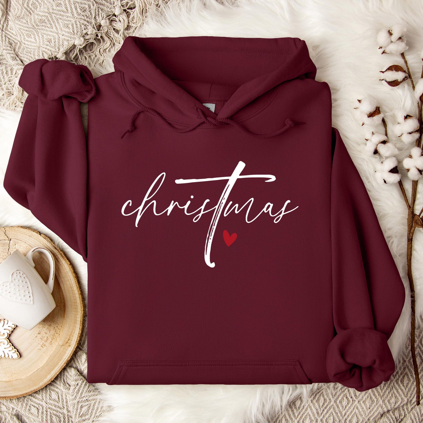 Christmas Cross Heart Hoodie