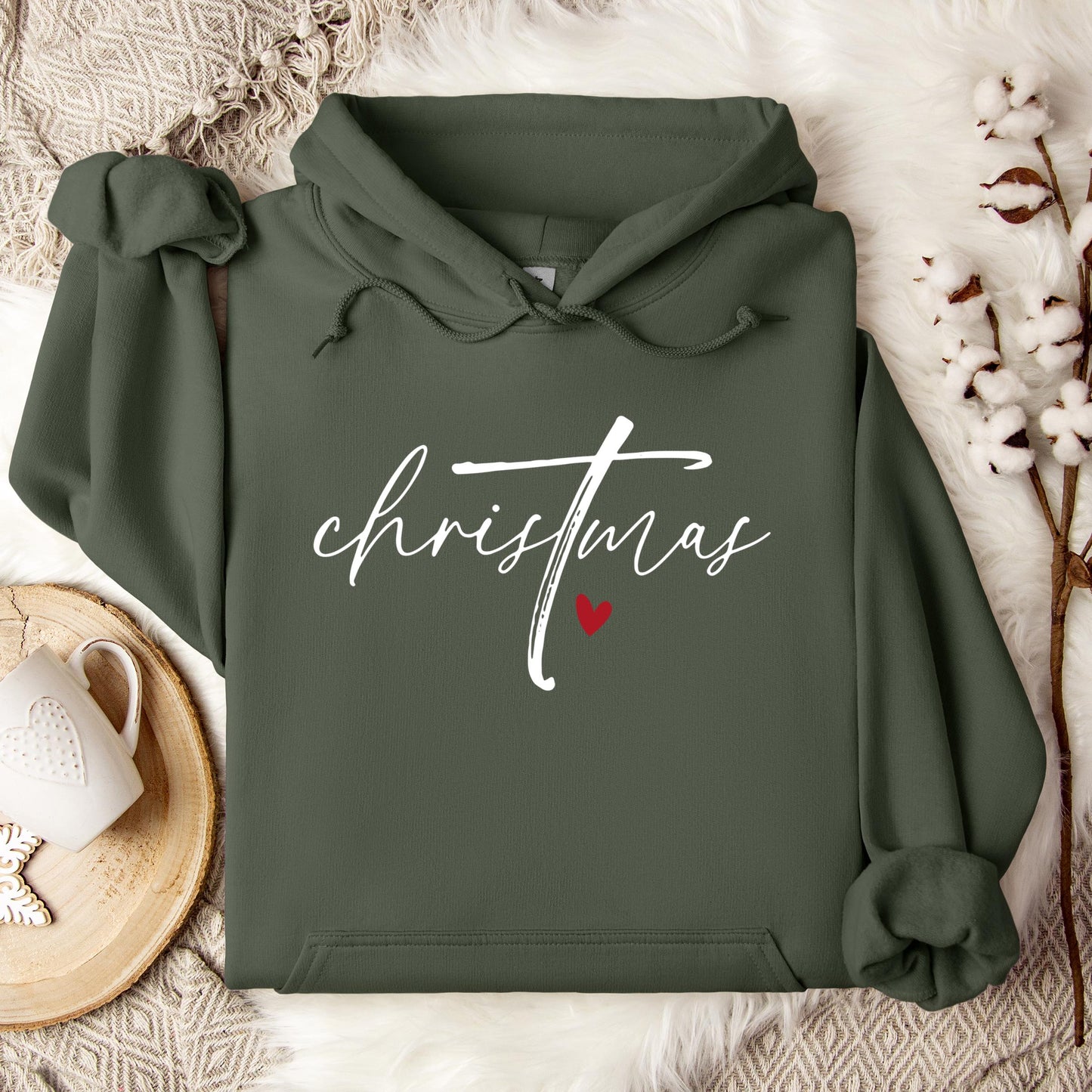 Christmas Cross Heart Hoodie