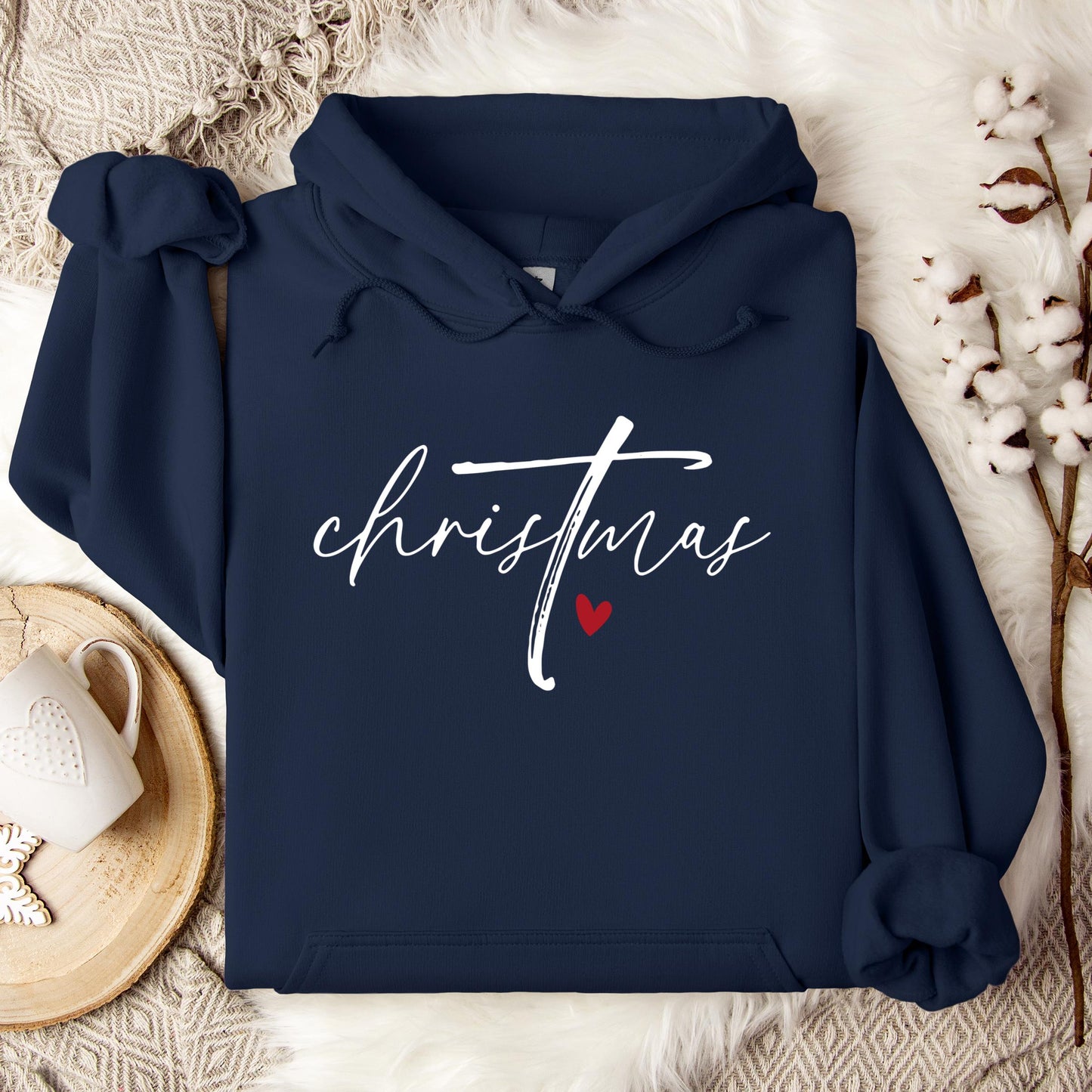 Christmas Cross Heart Hoodie