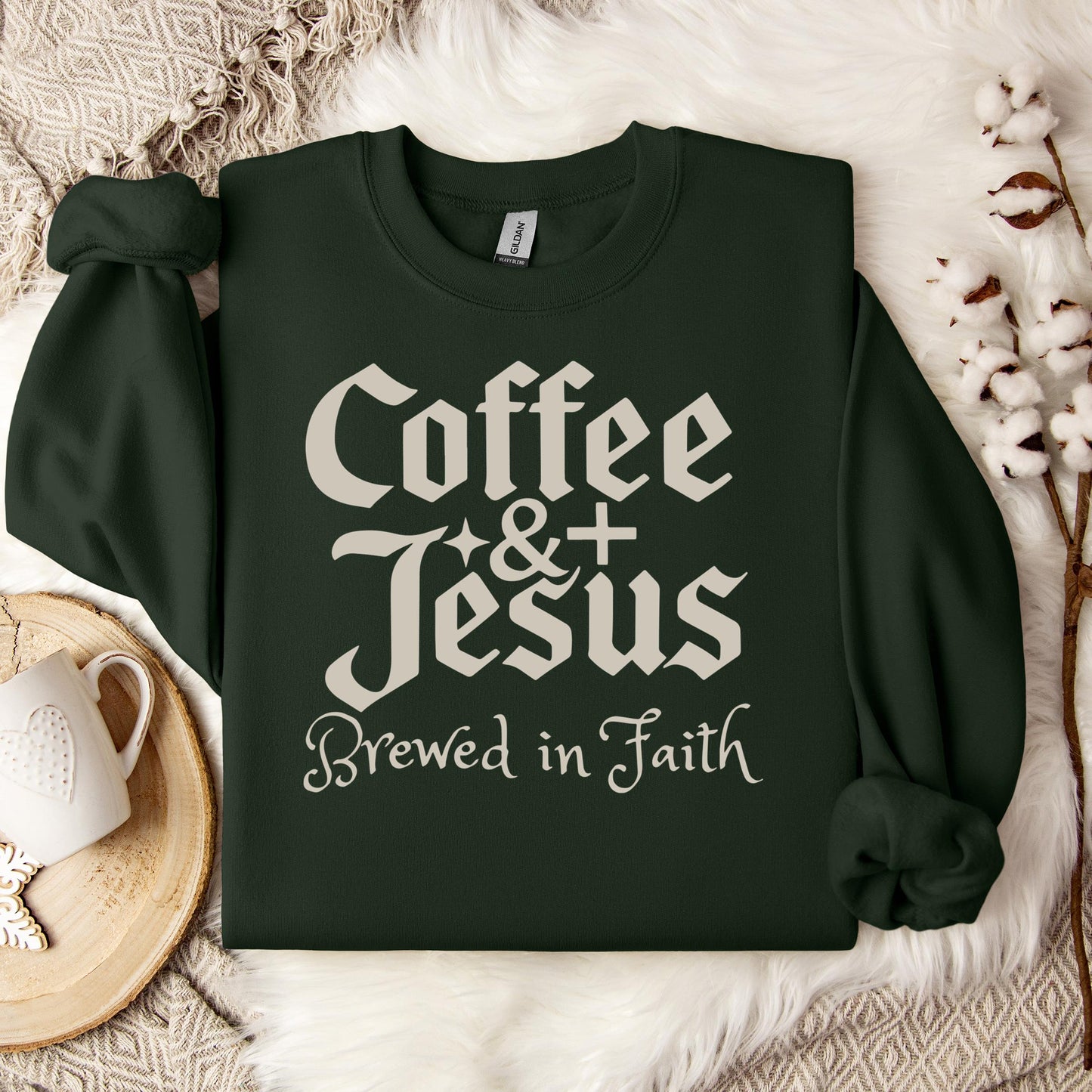 Coffee And Jesus Brewed In Faith Sweatshirt