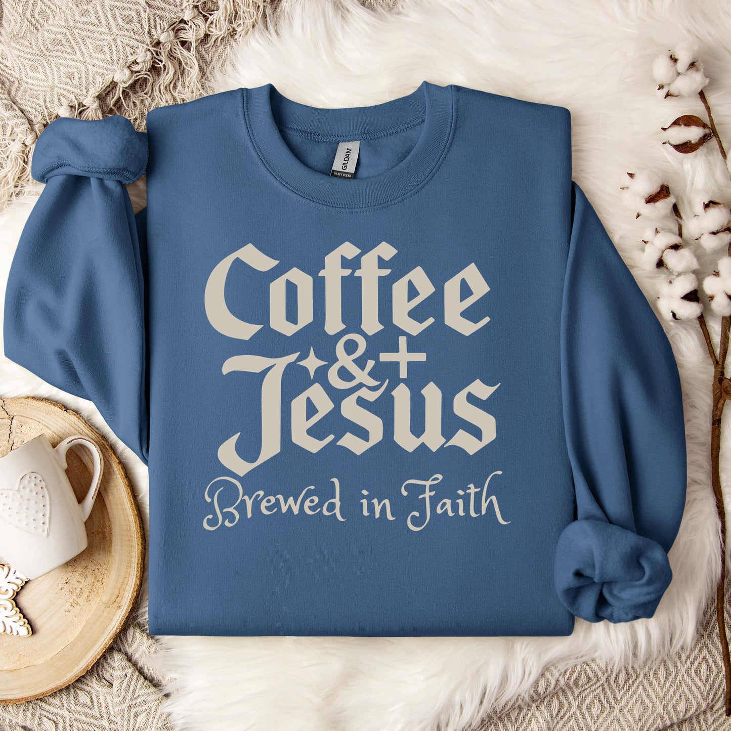 Coffee And Jesus Brewed In Faith Sweatshirt