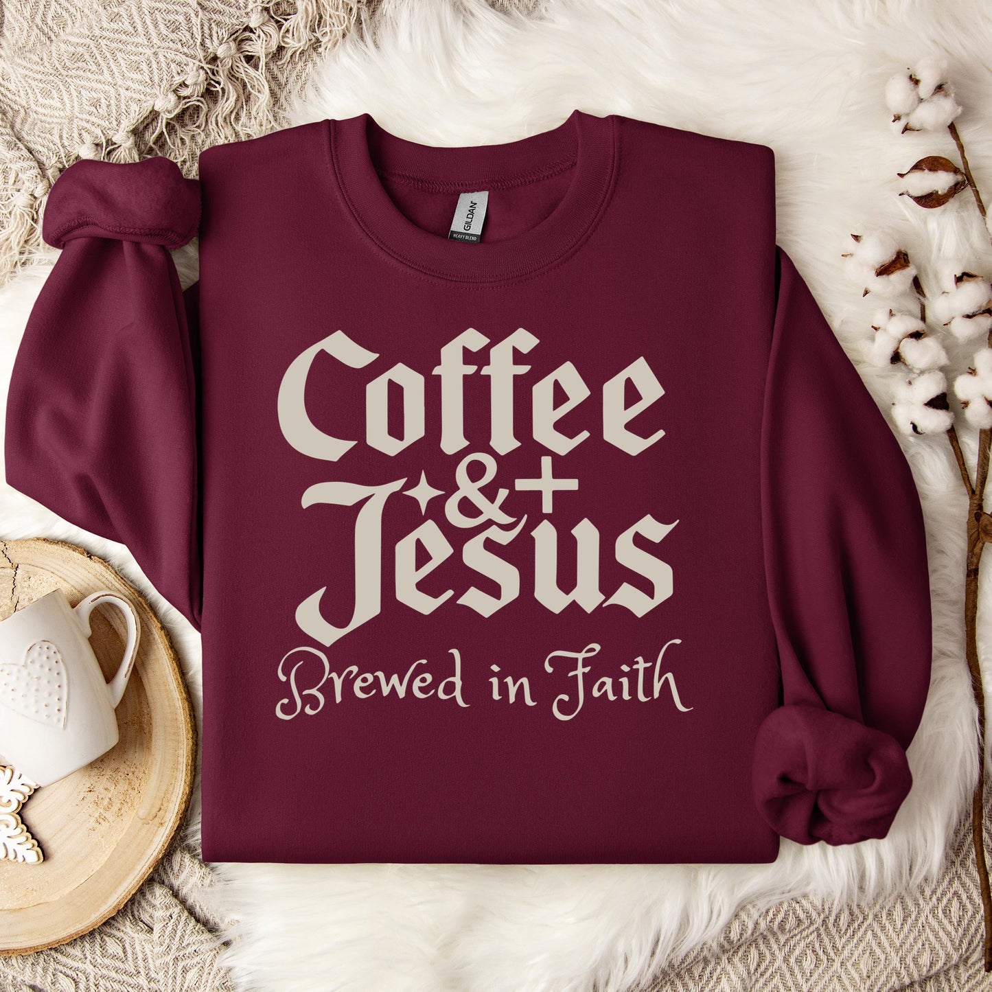 Coffee And Jesus Brewed In Faith Sweatshirt