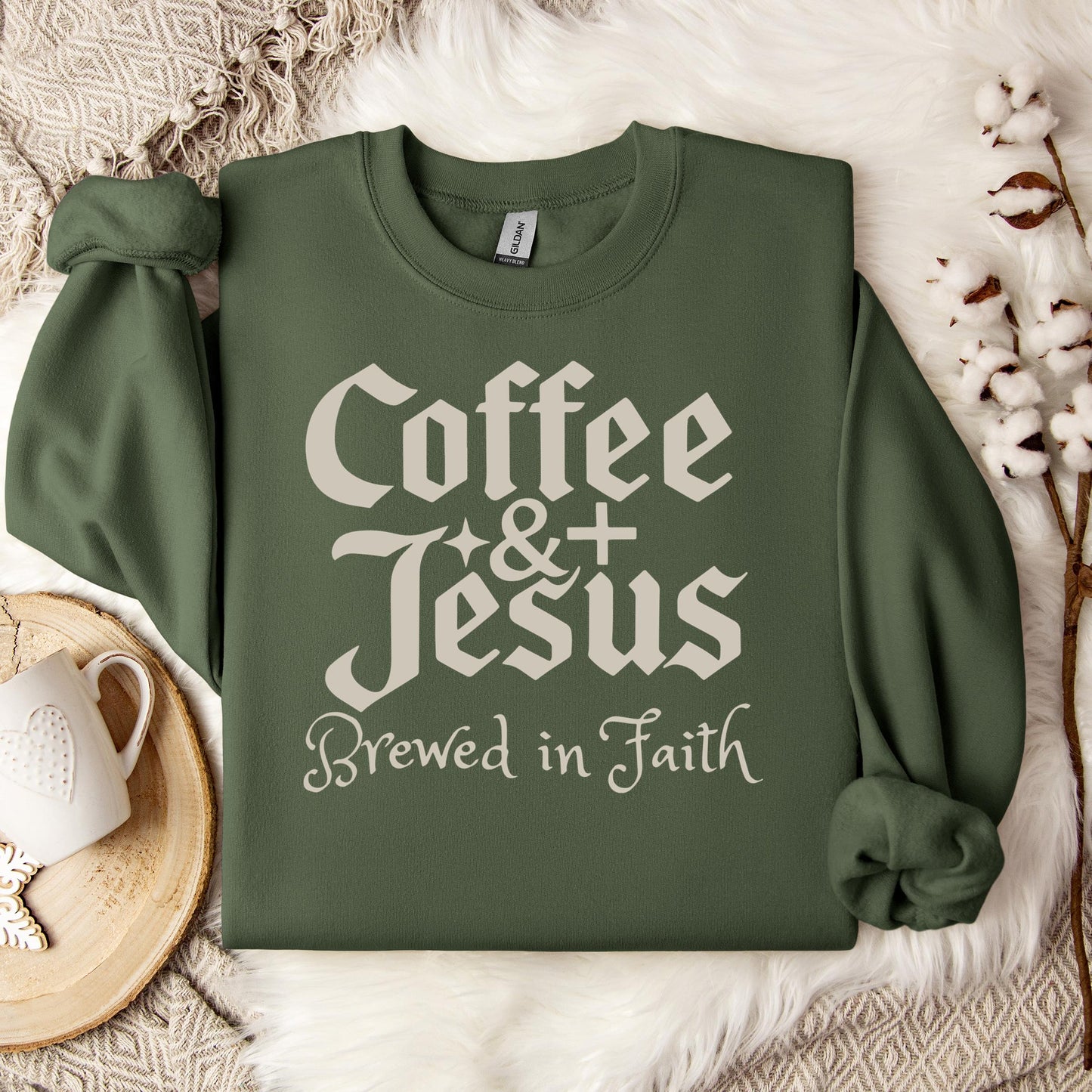 Coffee And Jesus Brewed In Faith Sweatshirt