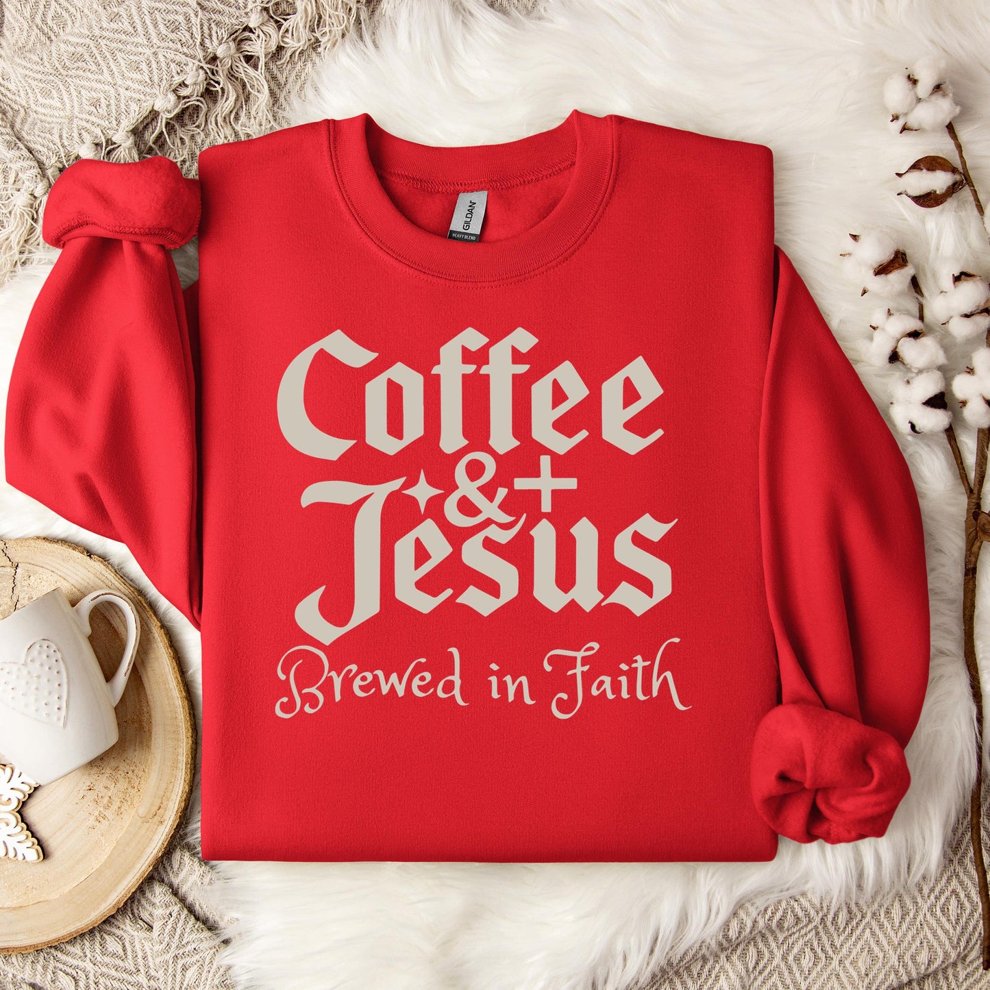 Coffee And Jesus Brewed In Faith Sweatshirt