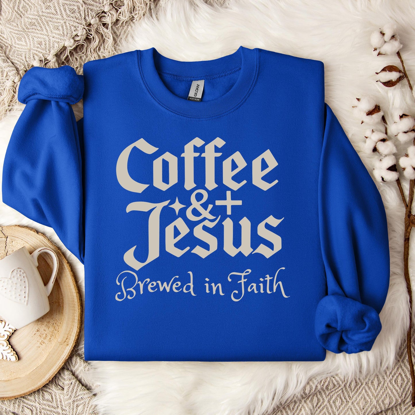 Coffee And Jesus Brewed In Faith Sweatshirt