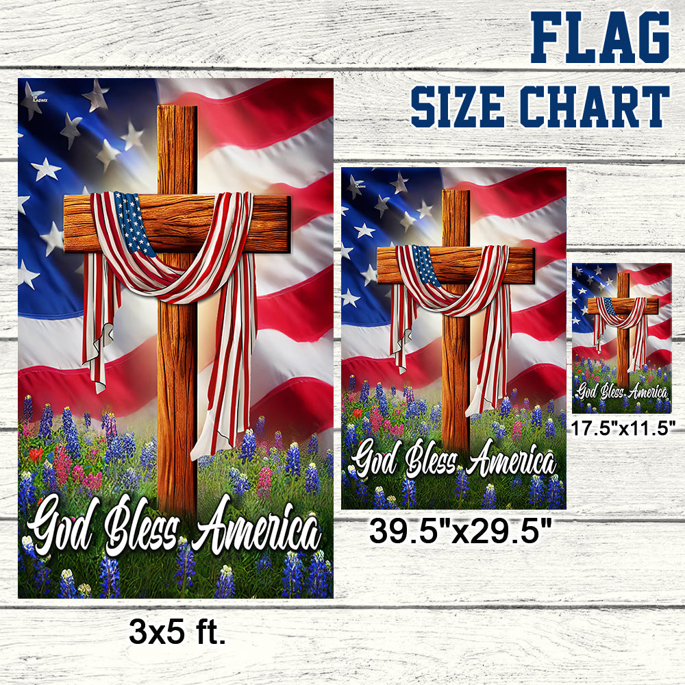 Jesus Christian Cross American Flag God Bless America Flag