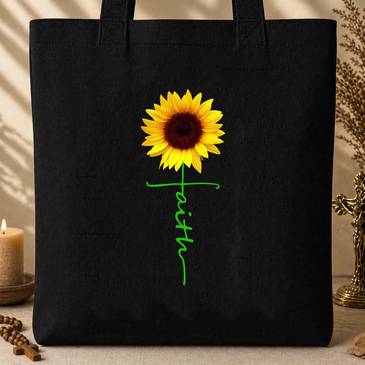 Faith Cross Sunflower 01 Tote Bag