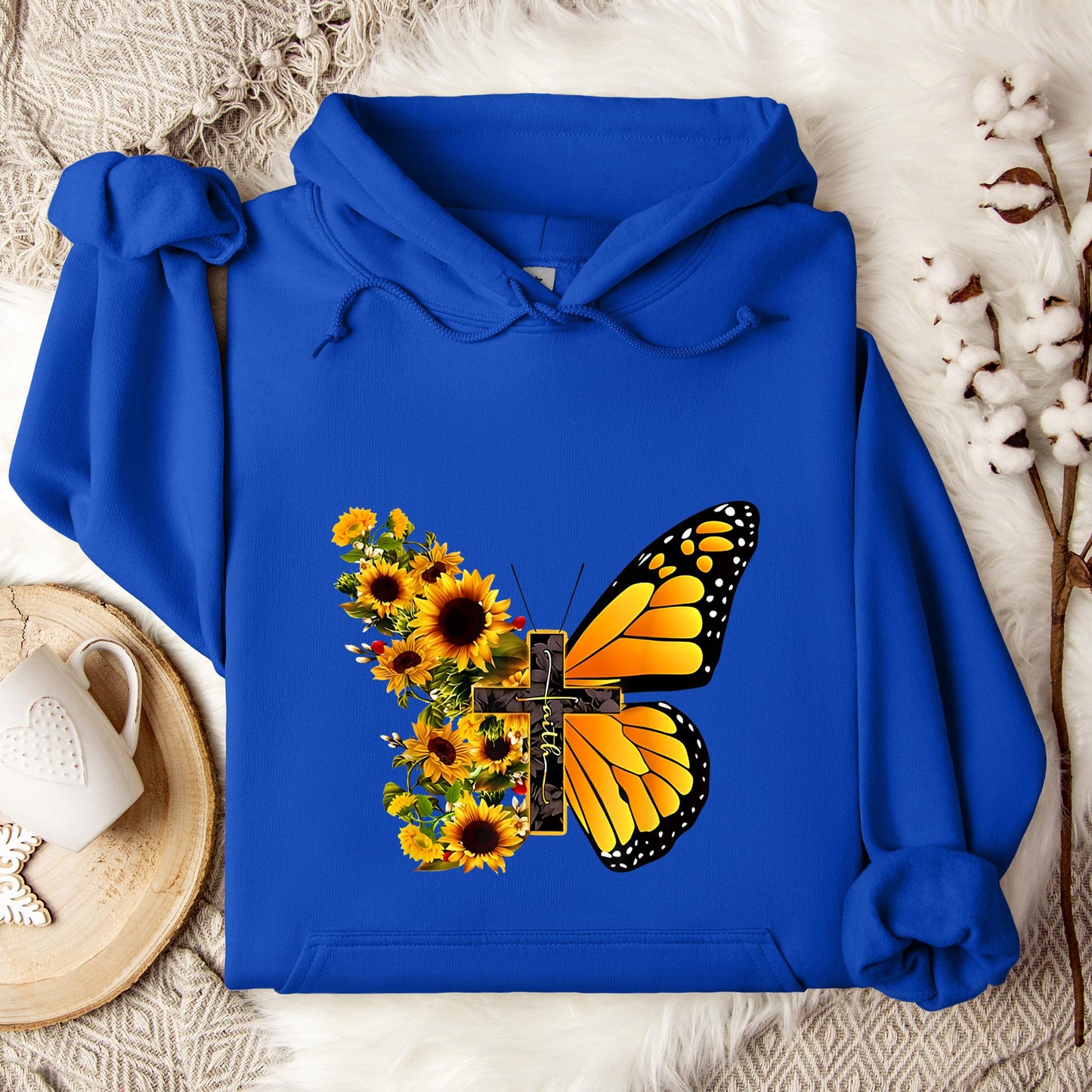 Faith Cross With Butterfly and Sunflower Hoodie