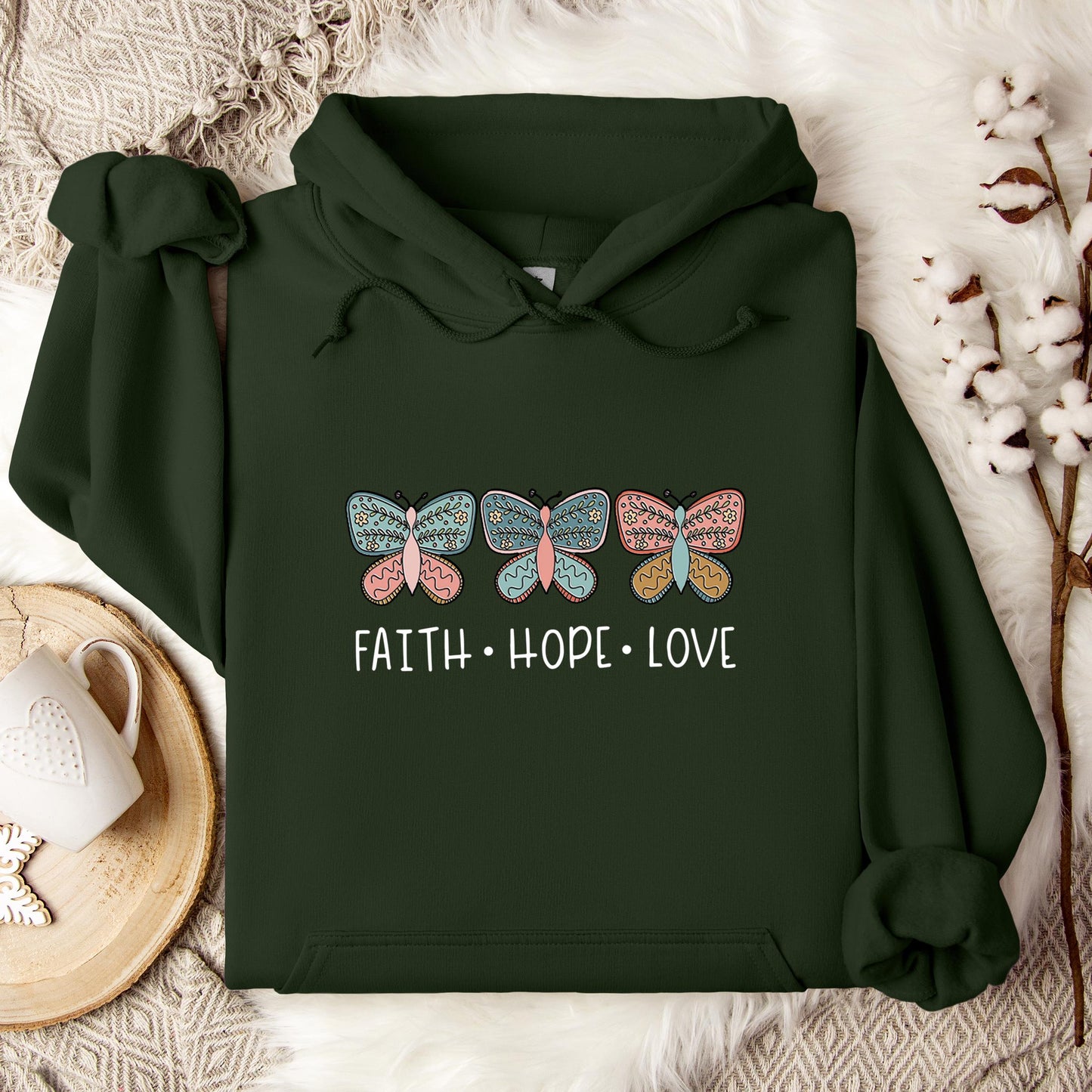 Faith Hope Love Butterflies 01 Hoodie