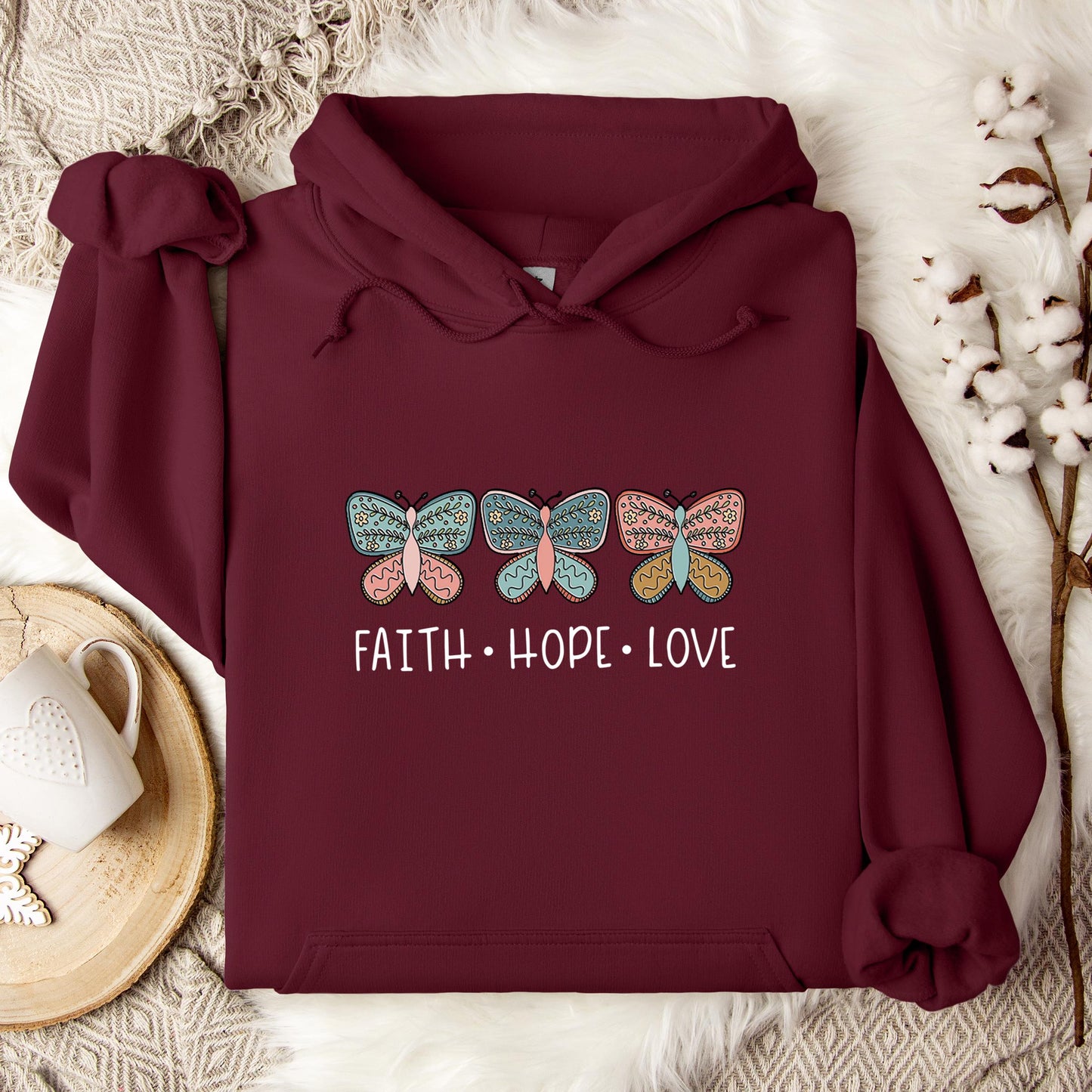 Faith Hope Love Butterflies 01 Hoodie