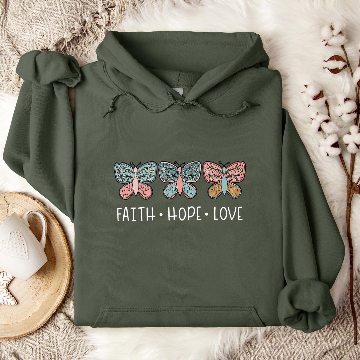 Faith Hope Love Butterflies 01 Hoodie