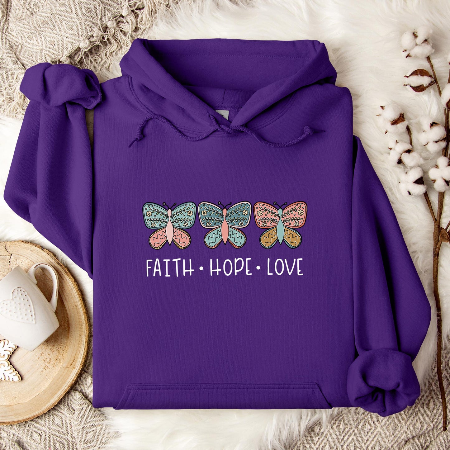 Faith Hope Love Butterflies 01 Hoodie