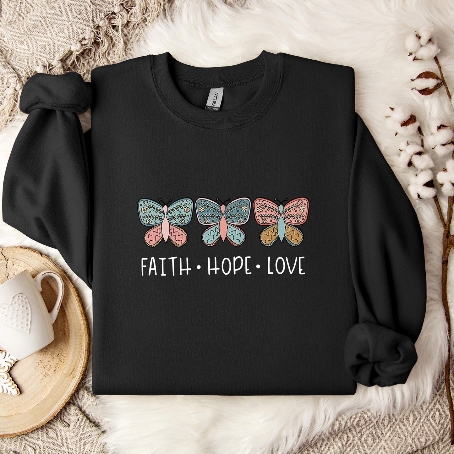 Faith Hope Love Butterflies 01 Sweatshirt