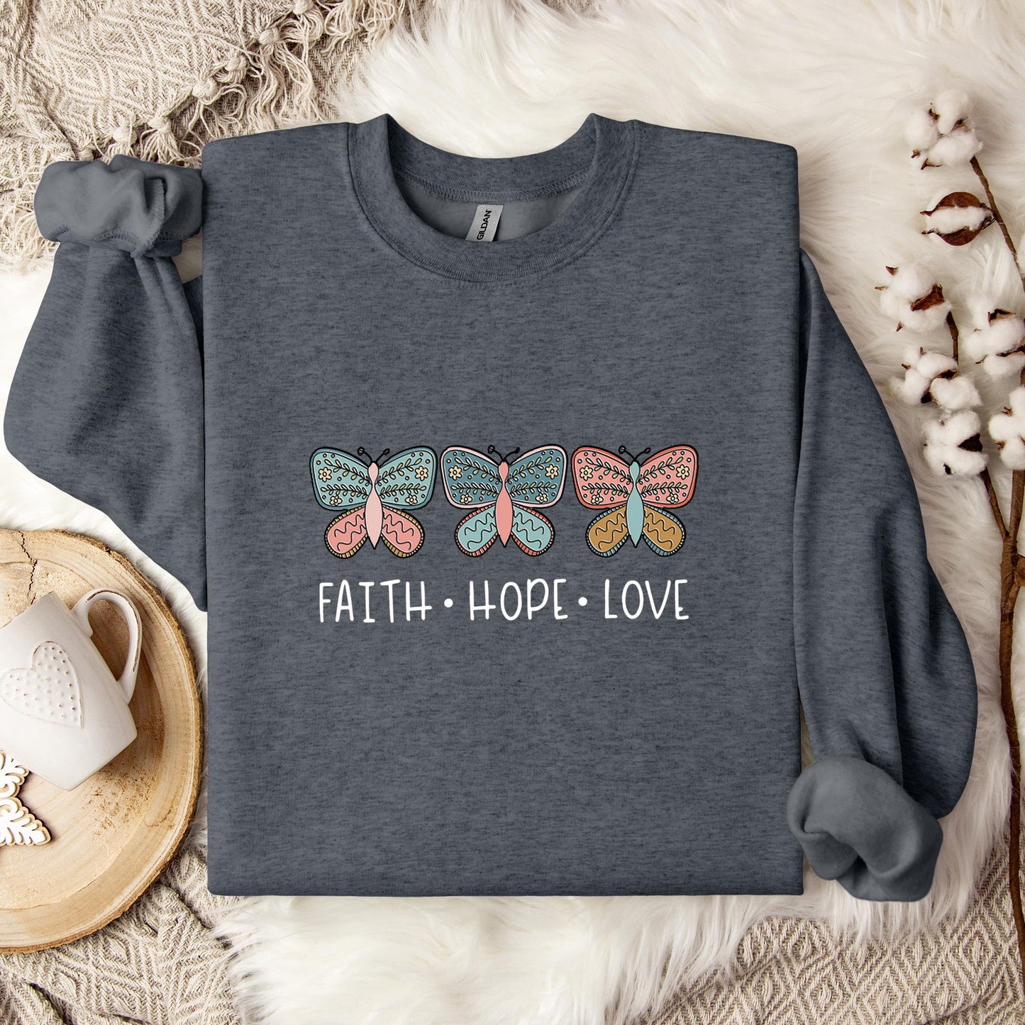 Faith Hope Love Butterflies 01 Sweatshirt
