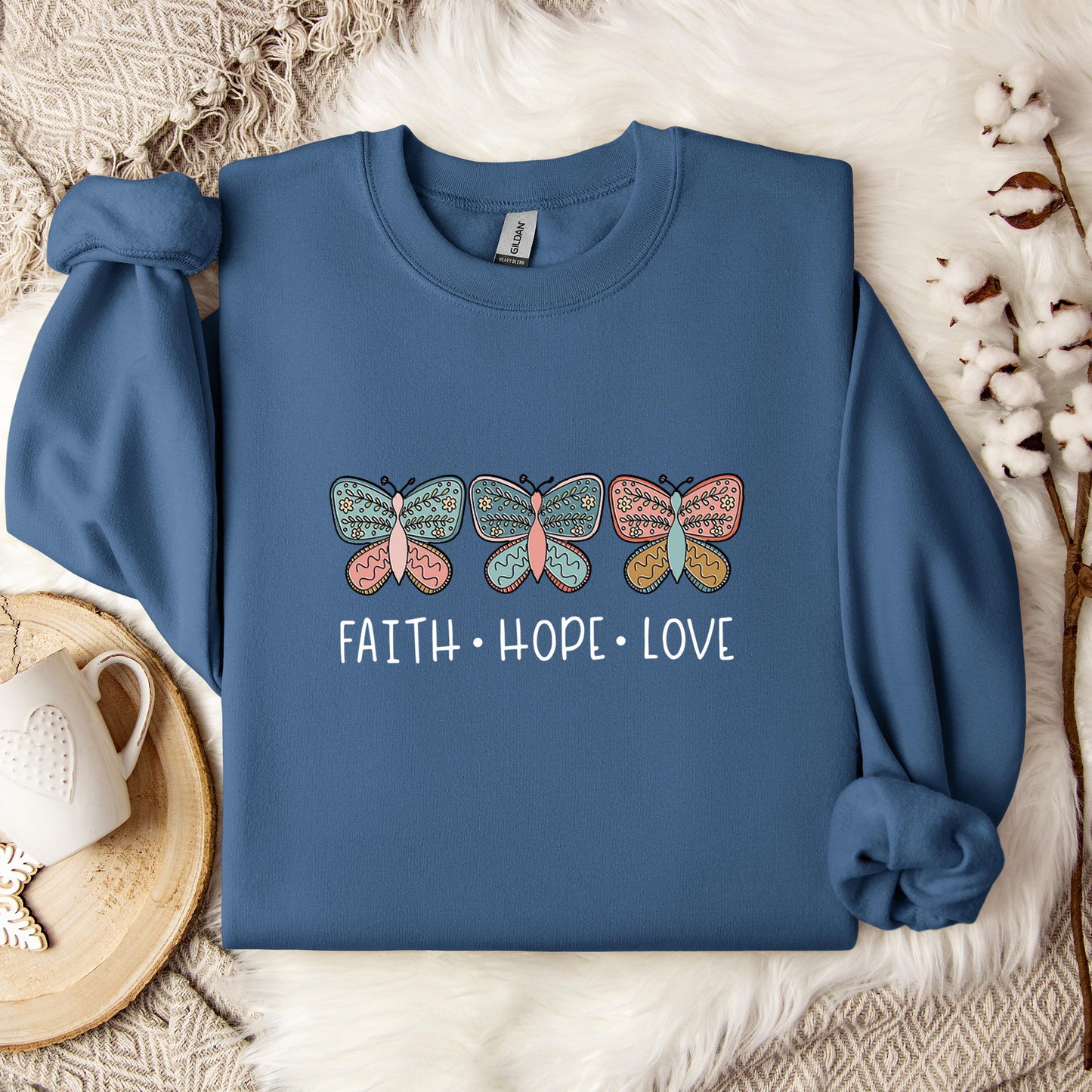 Faith Hope Love Butterflies 01 Sweatshirt
