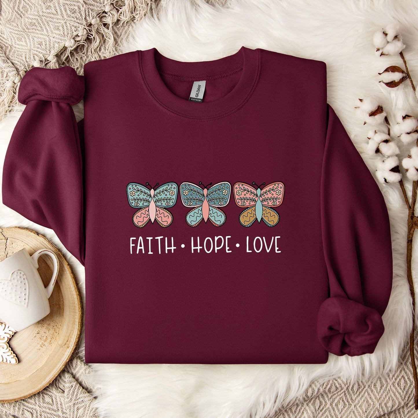 Faith Hope Love Butterflies 01 Sweatshirt