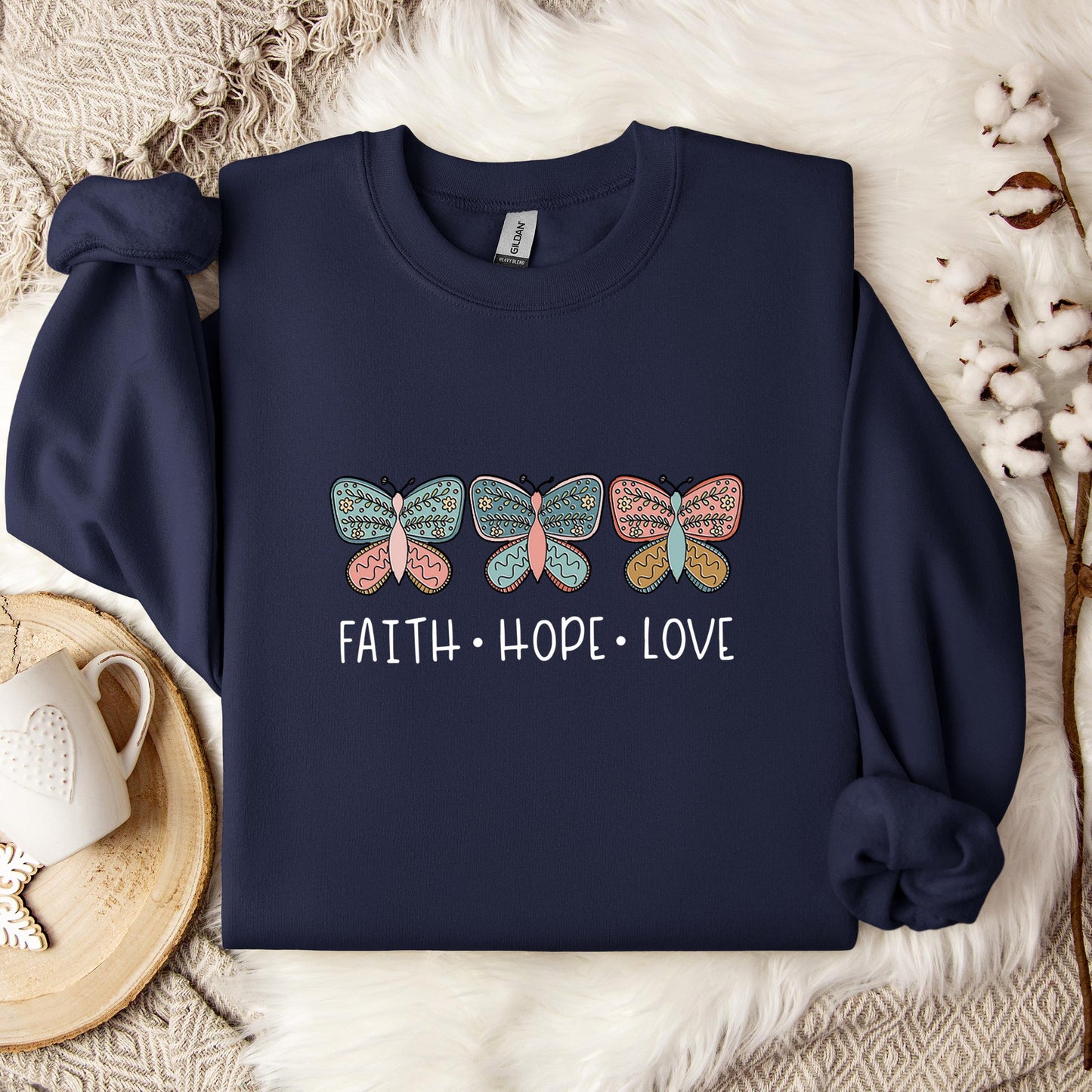 Faith Hope Love Butterflies 01 Sweatshirt