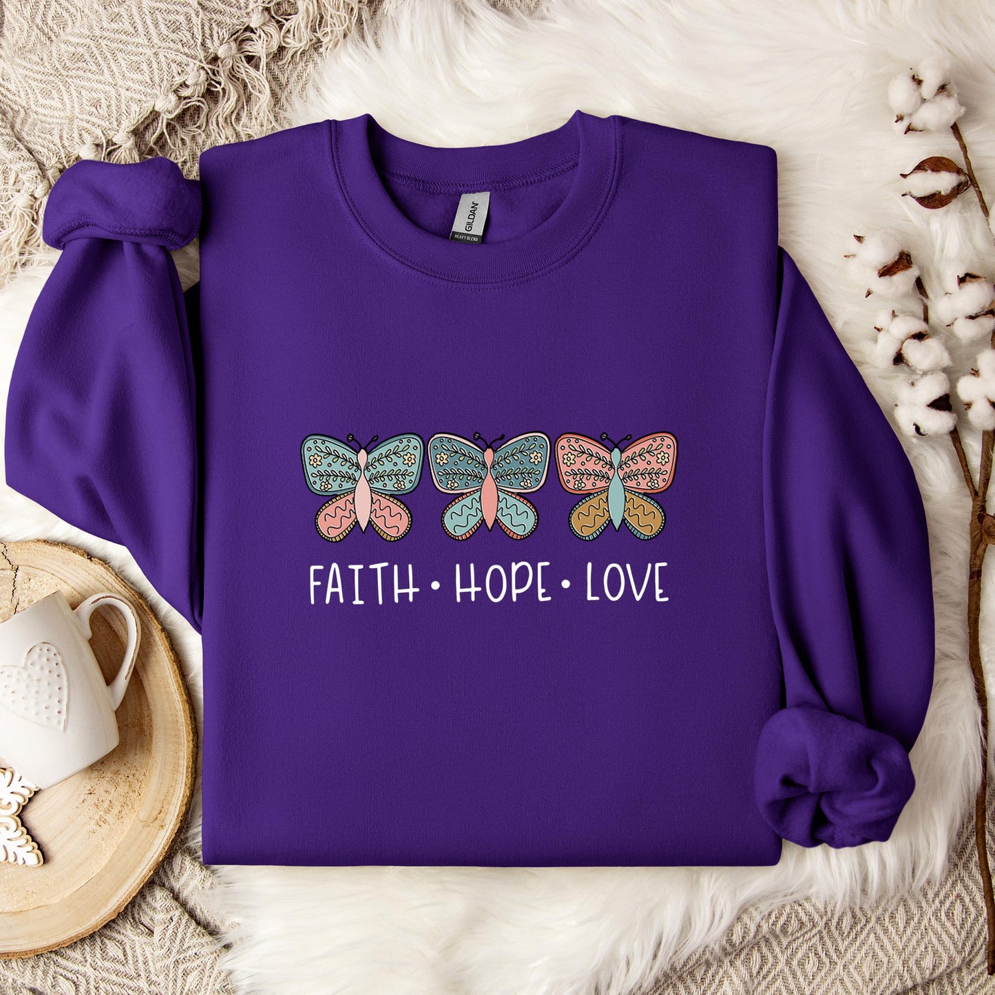 Faith Hope Love Butterflies 01 Sweatshirt