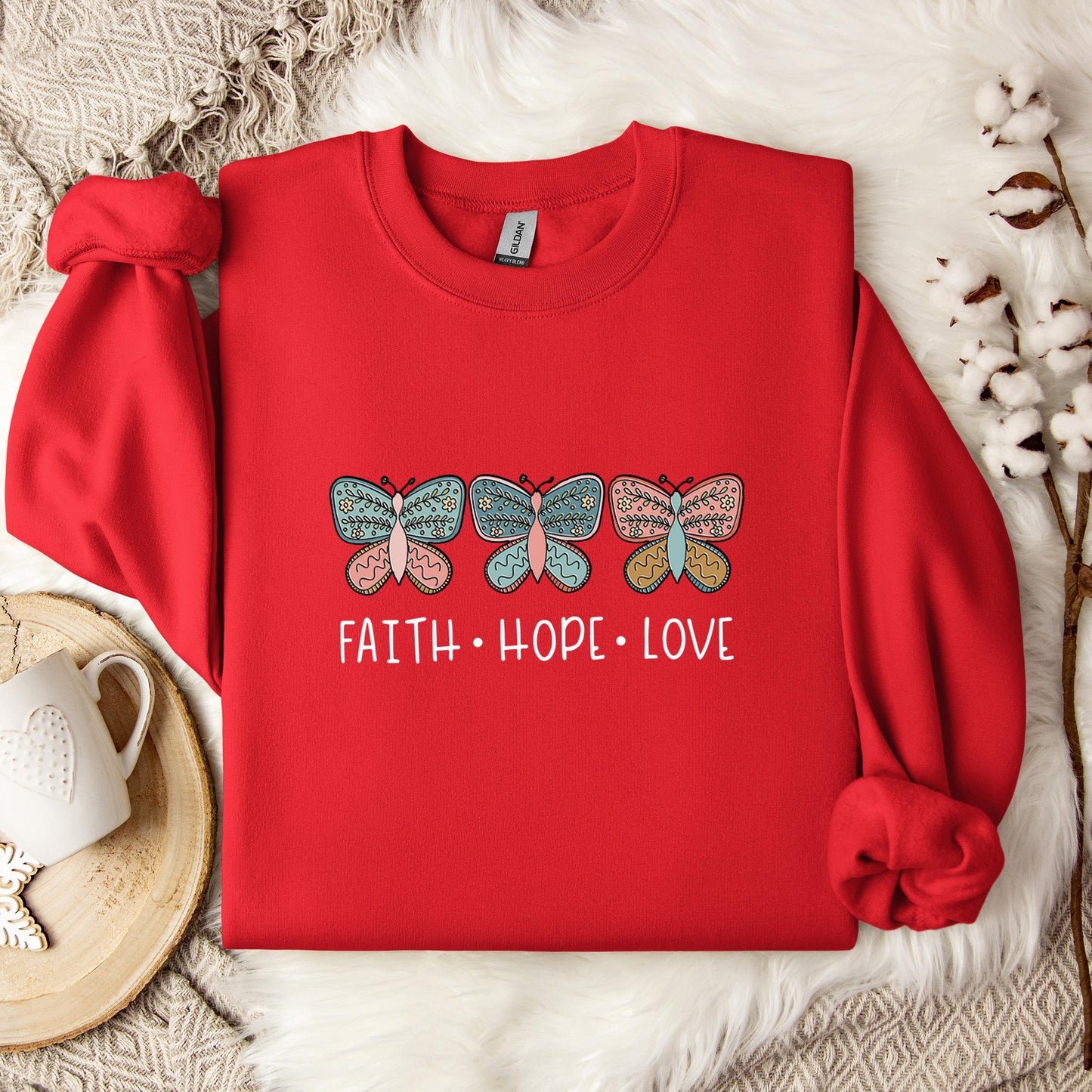 Faith Hope Love Butterflies 01 Sweatshirt